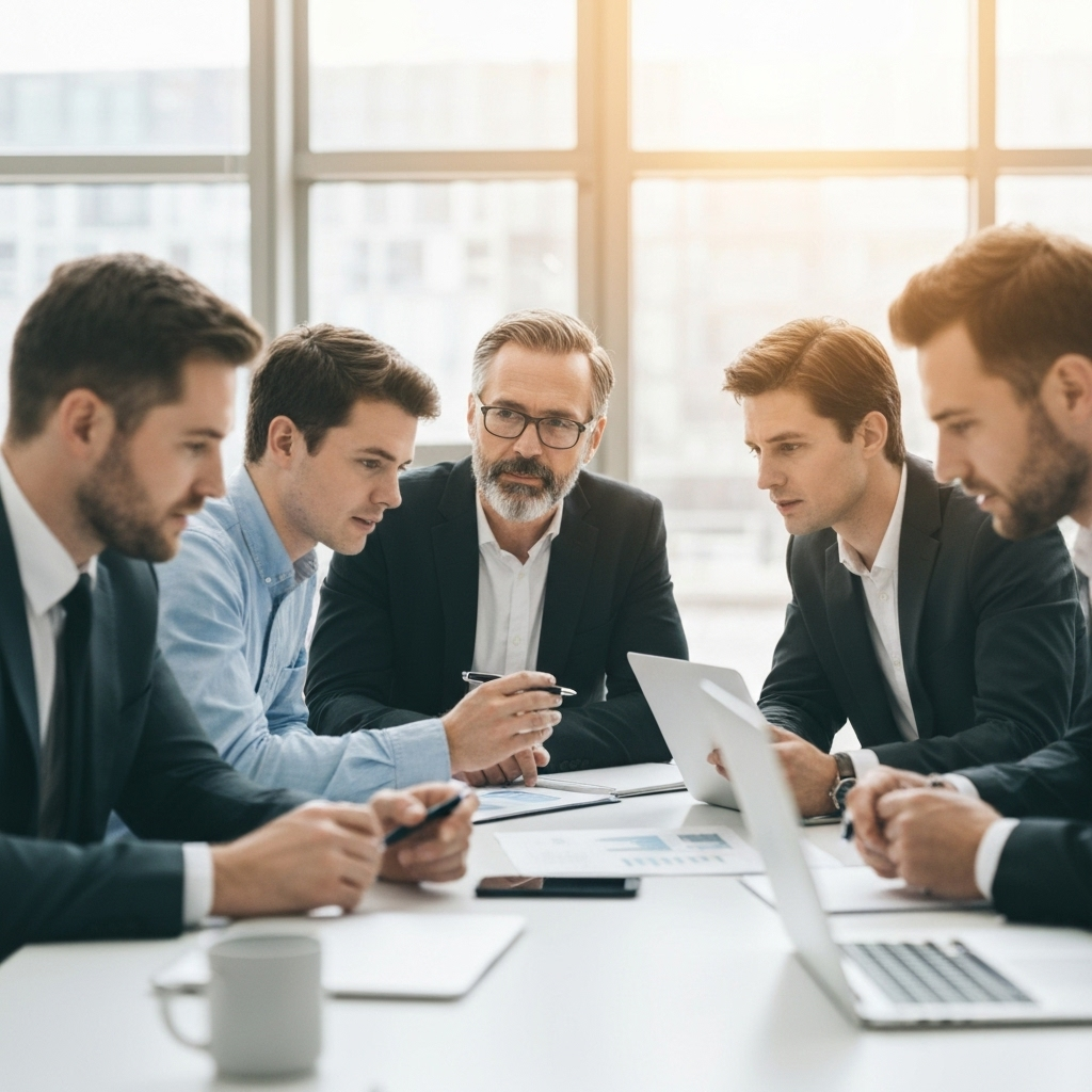 BizSimple team collaborating in modern office environment